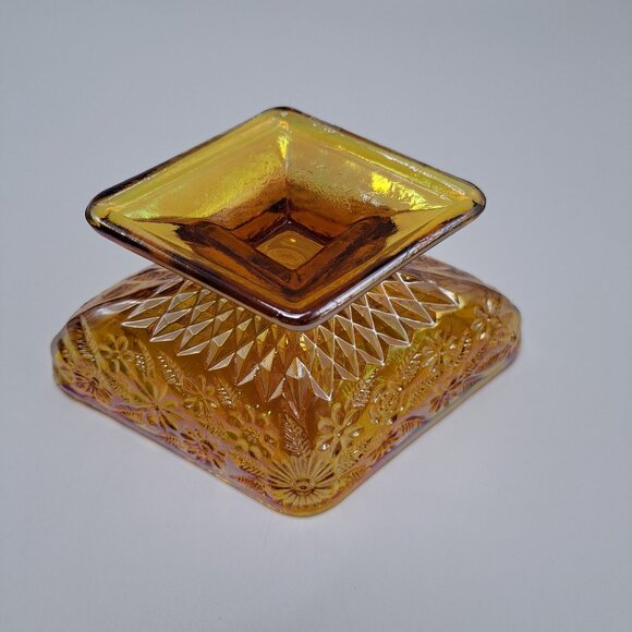 Vintage Indiana Glass Marigold Carnival Glass Pedestal Candy Dish - Picture 10 of 10